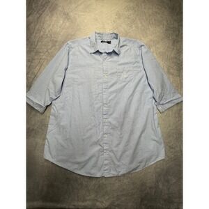 LRL Ralph Lauren Blue Striped Button Down Shirt womens sz 2X preppy coastal